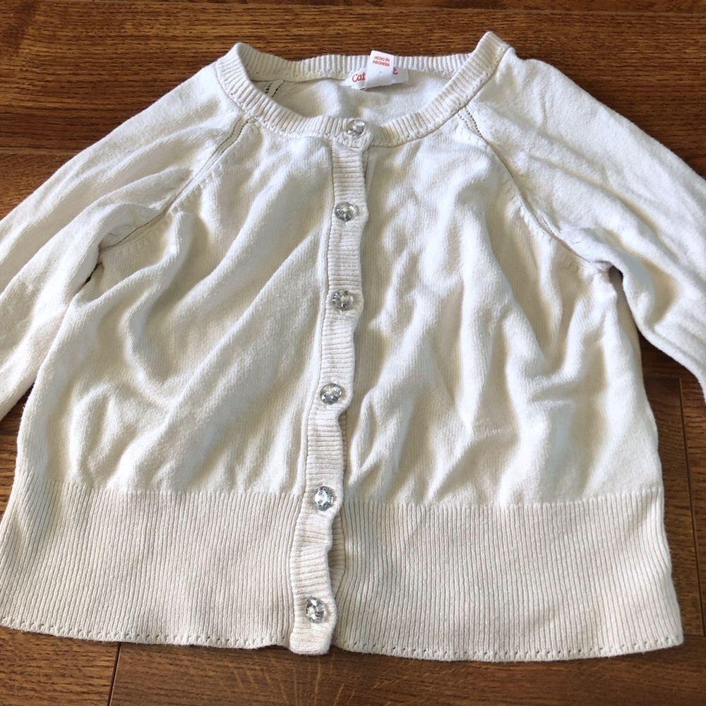 Cat & Jack navy cream knit cardigan sweater in size S (6/6x)